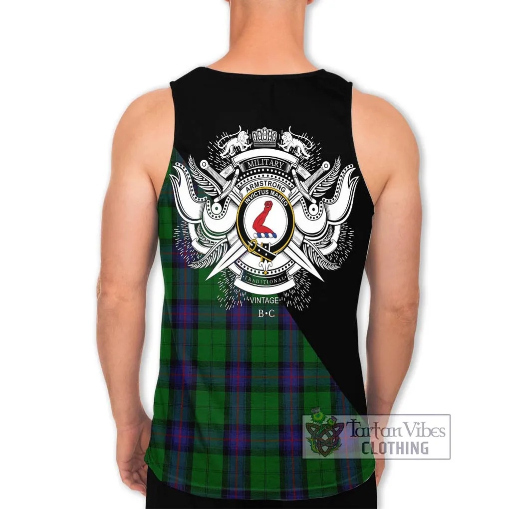 Armstrong Tartan Men's Tank Top with Family Crest and Military Logo Style