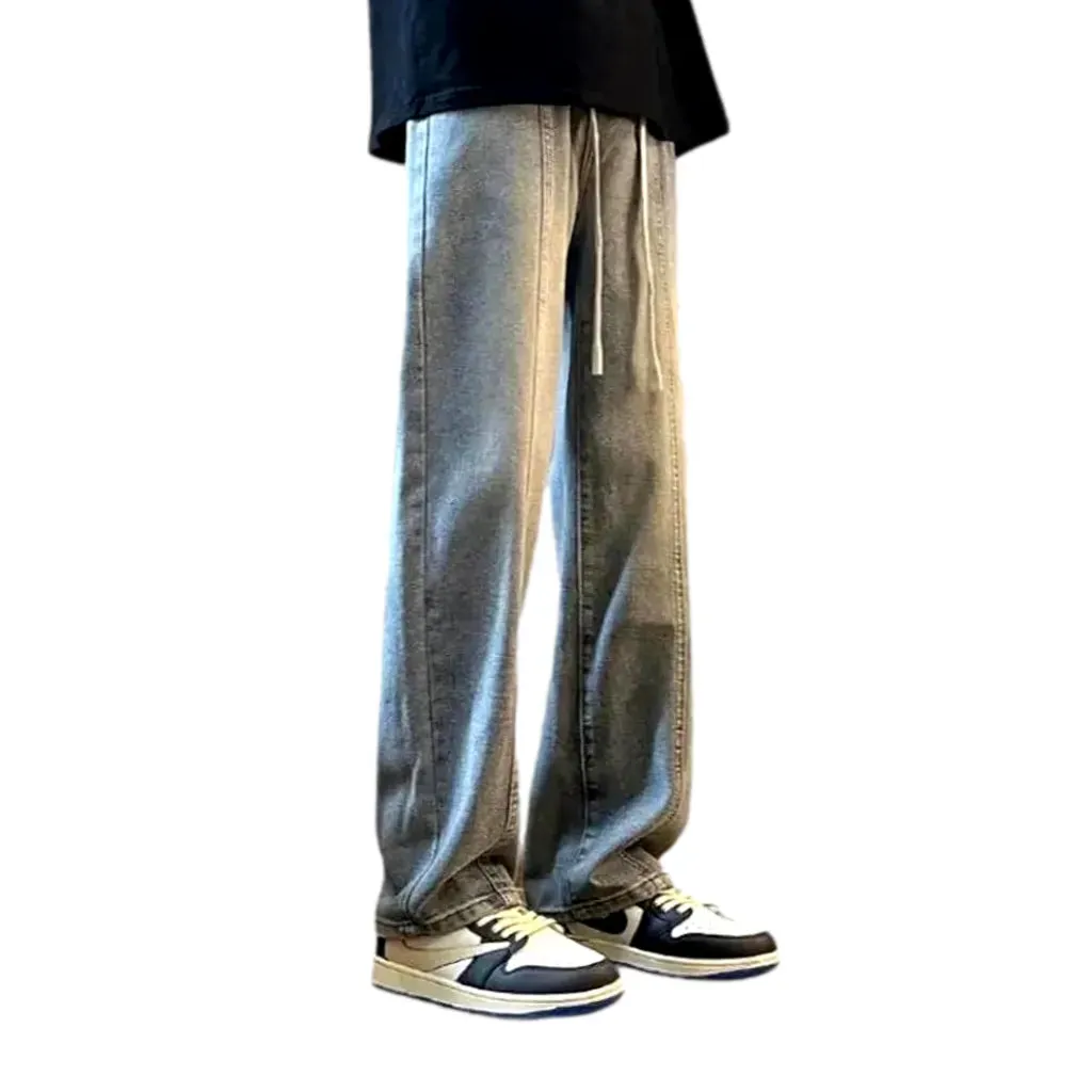 Boho street style mid rise men's denim joggers