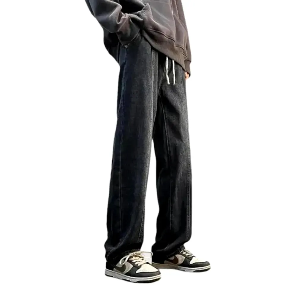 Boho street style mid rise men's denim joggers