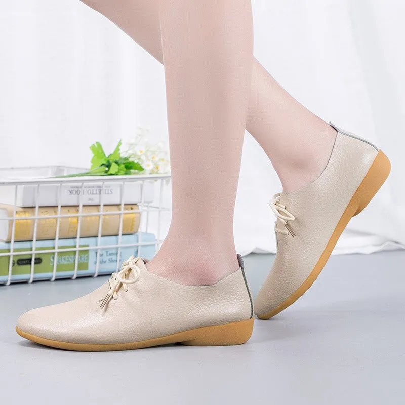 Women's popular leather pretty dressy flat loafers