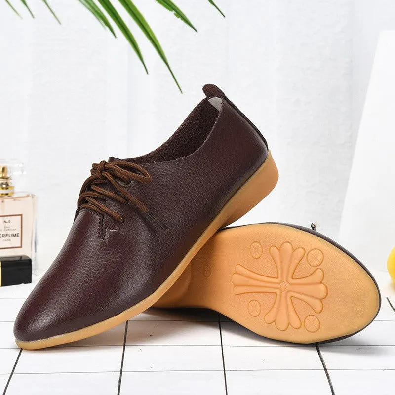 Women's popular leather pretty dressy flat loafers